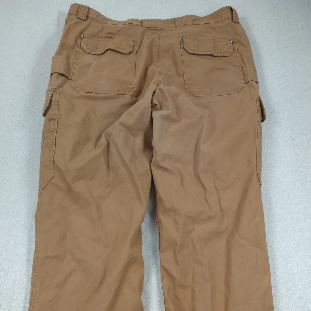 Duluth Trading Pants Mens 46x34 Khaki Flex Fire Hose Cargo Relaxed Utility